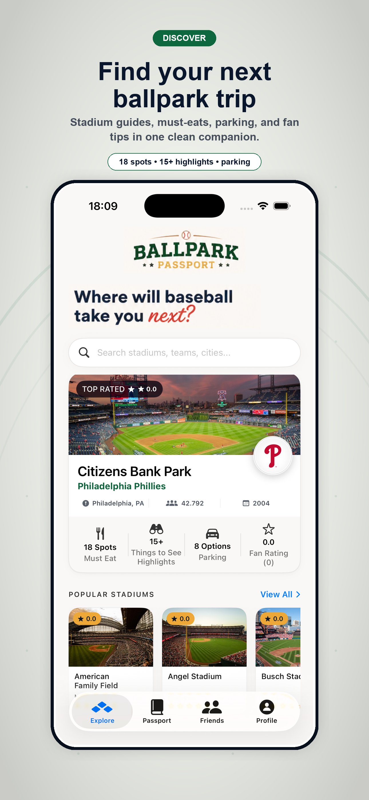 Find the next park in Ballpark Passport