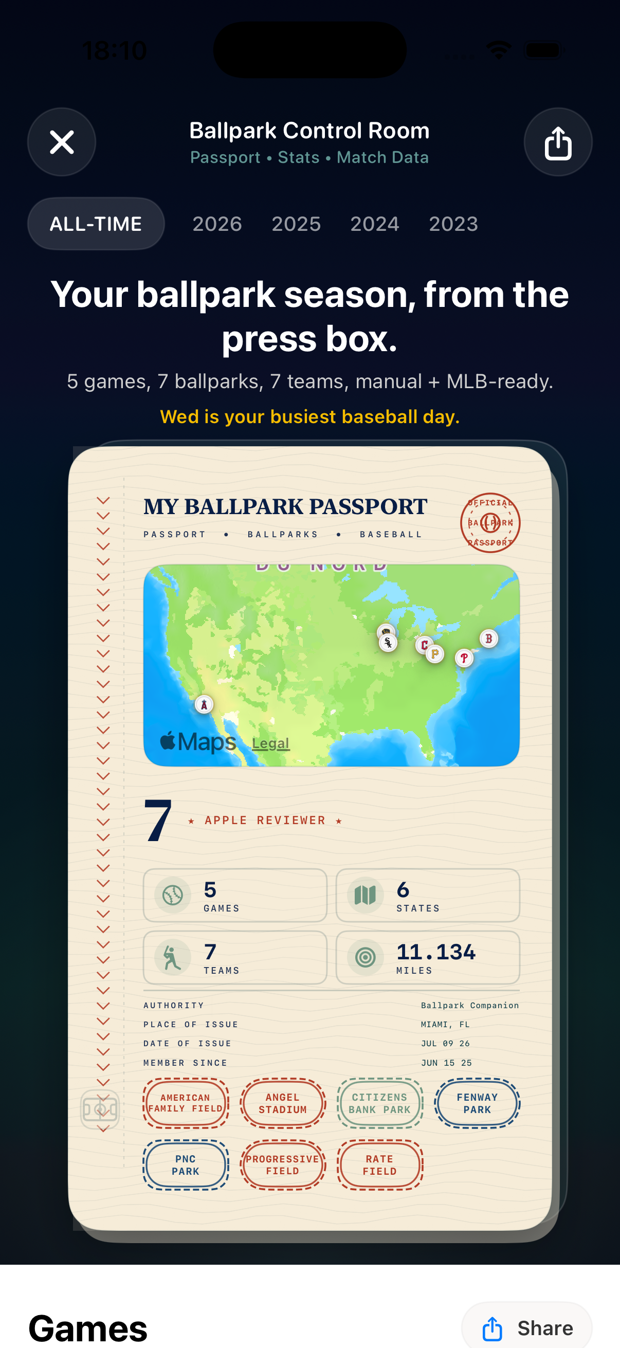 Ballpark Passport season Control Room