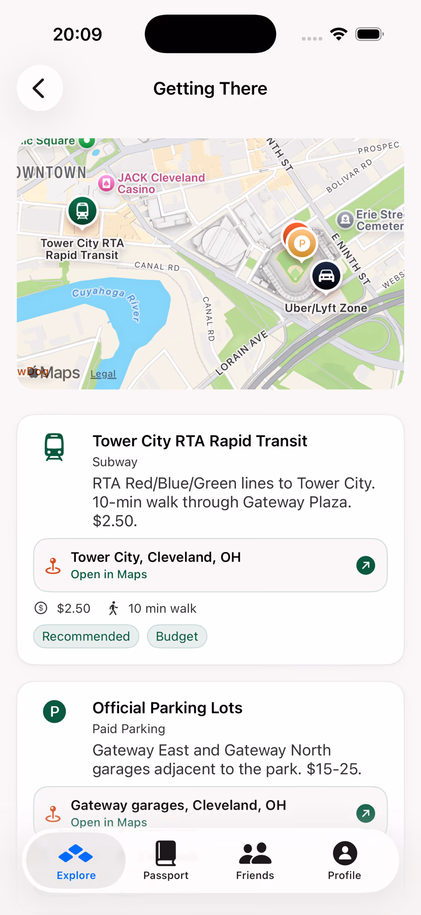 Plan your arrival in Ballpark Passport