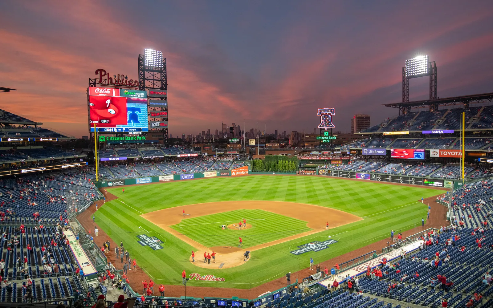 Wide view of Citizens Bank Park showing different seating levels