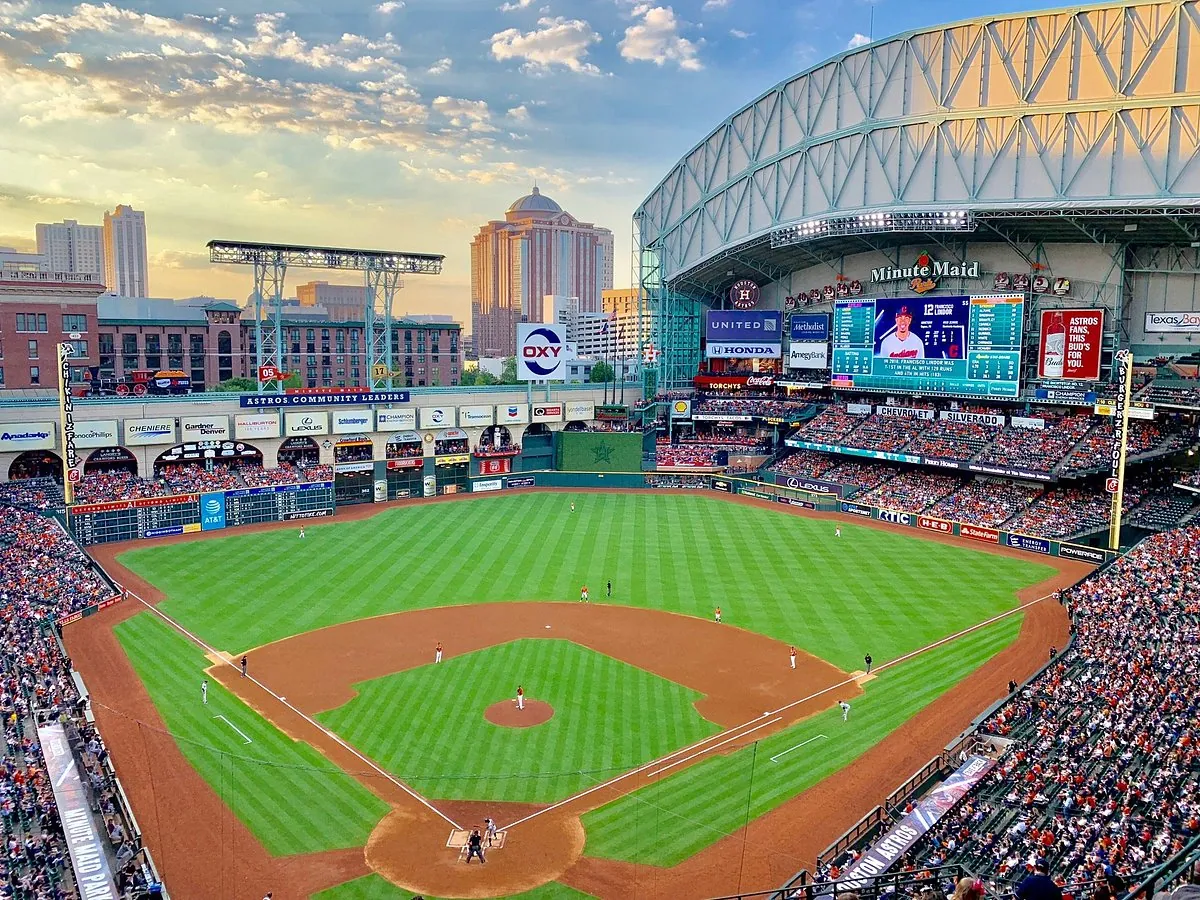 Daikin Park baseball field and seating in Houston
